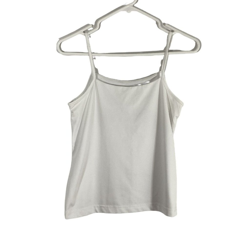 Collin Creek Womens White Spaghetti Strap Round Neck Pullover Tank Top Size XS